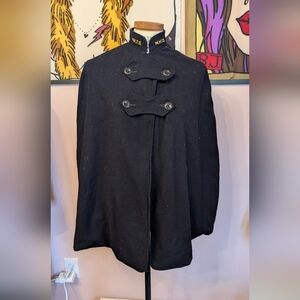 vintage black wool cape